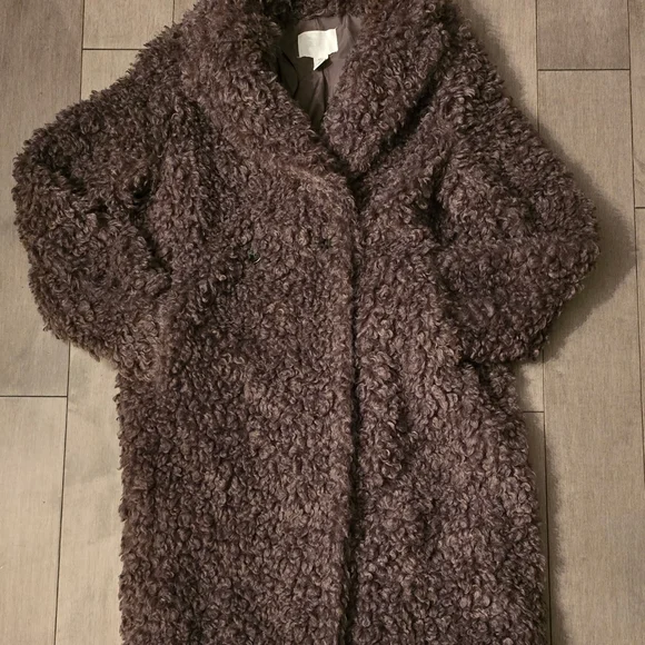 H&M Pile Coat XS - Dark Taupe - Picture 5 of 13
